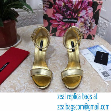 Dolce  &  Gabbana Heel 10.5cm Leather Sandals Gold with Baroque D & G Heel 2021